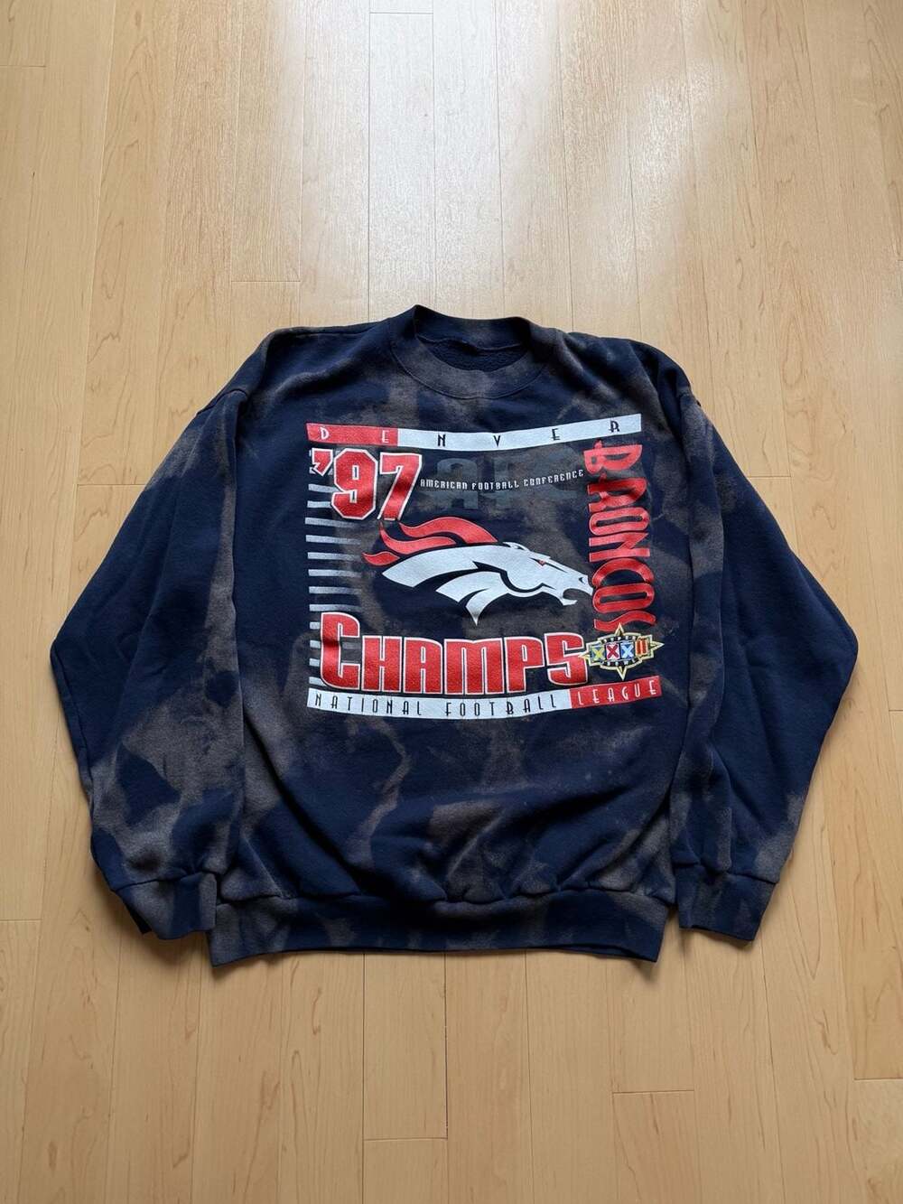90s Denver Broncos 97 Champs Sweatshirt Bleach Wash